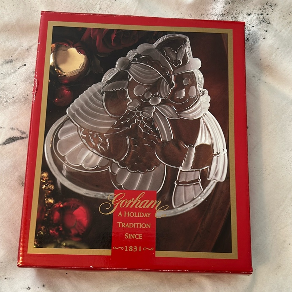 Snowman glass candy dish